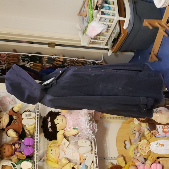 Free people Navy Plaid pea Coat size 8 - Picture 4 of 7